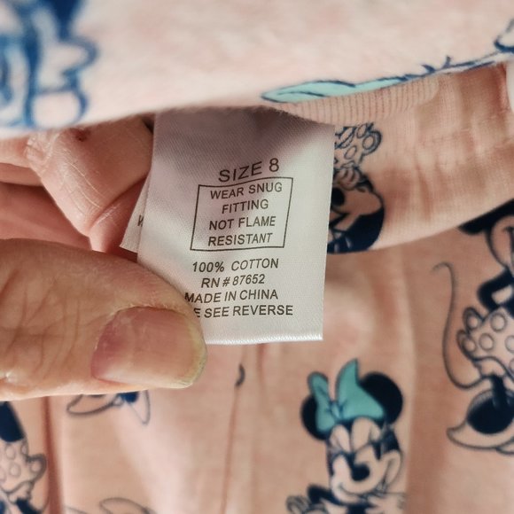 Set of 2 Pairs Disney Minnie Mouse 100% Cotton Sleepwear Set Size 8 Kids - Picture 10 of 10